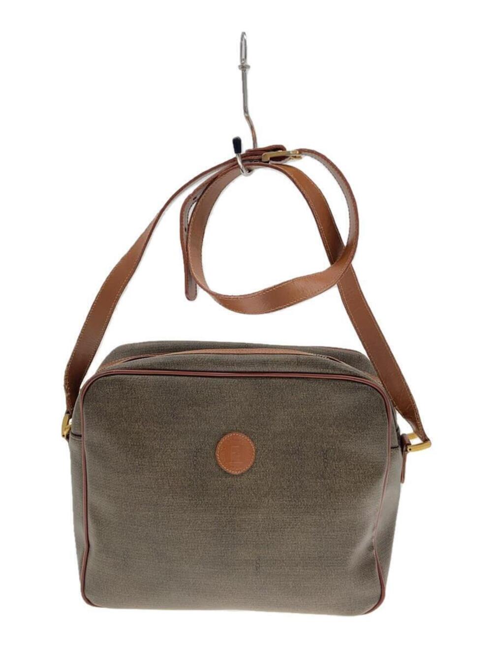 Fendi canvas camera crossbody bag leather logo Brown
